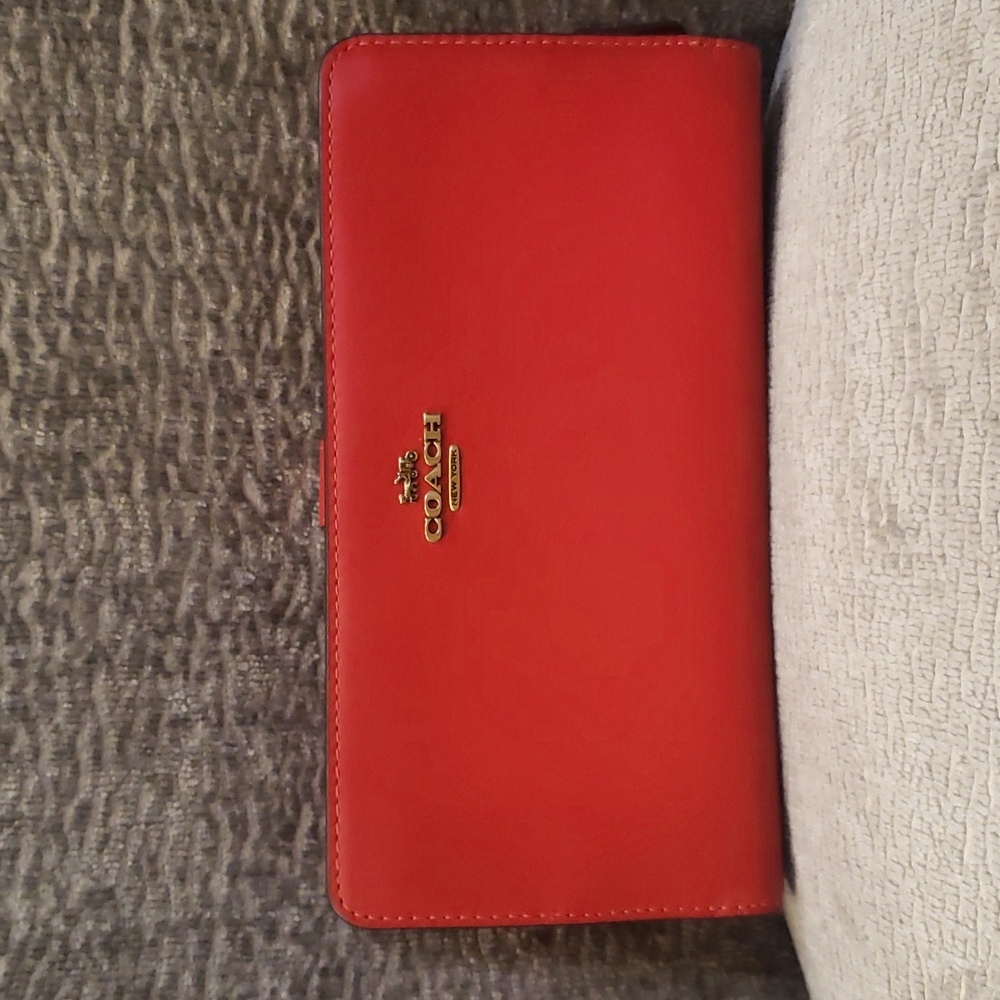 Coach Red Leather Long Wallet